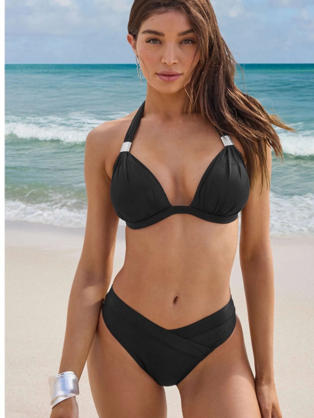 Black Halter Bikini Set - Women Swim